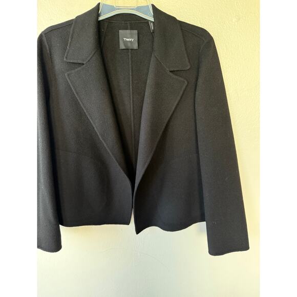 Theory Sileena Cashmere Black Soft Open front Jacket size L - Picture 3 of 9